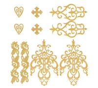 NBEADS 14 pz 5 stili Toppe Ricamate con Fiori Dorati, Toppe Termoadesive con Croce, Cuore e Vite, Applique In Pizzo Etnico, Decorazione Artigianale In Poliestere per Abiti Da Ballo di Fine Anno