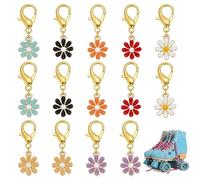 NBEADS 14 Pz 7 Colori Ciondoli Margherita, Ciondoli a Forma Di Fiore Con Moschettone Charm Pendenti Con Clip per Portachiavi Borsa Zaino Ornamento Creazione Di Gioielli Accessori