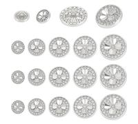 NBEADS 15 pz 5 stili Bottoni Rotondi In Cristallo con Strass, Bottoni Rotondi Piatti In Lega A 1 foro con Trifoglio per Decorazioni per Matrimoni Feste Casa Creazione di Gioielli Fai Da Te, Platino
