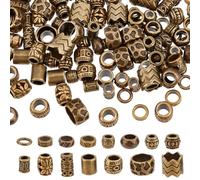 NBEADS 150 pz 15 stili Perline Distanziatrici In Lega, Perline per Capelli In Bronzo Antico Perline Dreadlock In Lega Perline Sfuse per Trecce di Capelli Decorazione per Capelli, Foro: 4-10mm