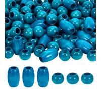 NBEADS 150 pz 2 misure Perline di Legno con Fori Grandi, Perline Rotonde Blu Vintage per Capelli, per Realizzare Gioielli In Macramè, Intrecci di Capelli, Artigianato Fai Da Te, Decorazioni Bohémien.