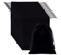 NBEADS 16 pz Sacchetti di Velluto Nero, Sacchetti per Gioielli con Coulisse, Sacchetti Regalo Rettangolari per Matrimoni Feste e Confezioni di Gioielli Natalizi, 24.7 × 20 cm