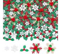 NBEADS 170 pz 5 mini Decorazioni Natalizie, Include Cabochon In Resina Opaca Natalizia Da Cucire Toppe con Foglie di Agrifoglio Natalizio per Accessori Fai Da Te per Costumi Natalizi, Colore Misto