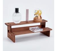 NBEADS 2 livello Legno Display Riser, 11.9x29.6x9.6cm Alzate Piccoli Alimenti Da Tavolo Color Cammello Espositori Cosmetici Organizer Profumi per La Collezione di Figure