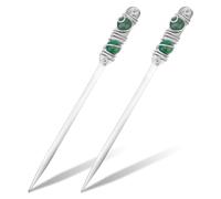 NBEADS 2 Pezzi Tagliacarte Con Perline, Tagliacarte A Busta Con Filo Avvolto 2 Agata Verde Scuro Naturale In Acciaio Inox Tagliacarte Per Regalo Fai Da Te Ufficio Casa, 23.2cm Di Lunghezza