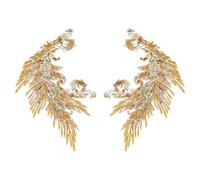 NBEADS 2 pezzo 2 stili Patch Ricamata Coda di Fenice, Applique In Pizzo di Poliestere Simmetrico Da 38x9.5cm con Paillettes Glitterate per La Decorazione Fai Da Te di Vestiti, Borse e Pantaloni, Oro