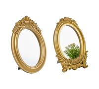 NBEADS 2 pezzo 2 stili Piccolo Specchio Vintage Dorato, Specchio Da Tavolo con Cornice Ovale Antica per Il Trucco con Supporto per Camera Da Letto Soggiorno Comò Decorazione
