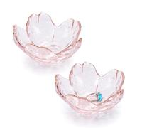NBEADS 2 Pz Vassoio per Gioielli In Cristallo, Vassoio per Gioielli con Fiori di Ciliegio Piatto Porta Anelli In Cristallo per Gioielli, Anelli, Orecchini, Collane, Chiavi, Rosa, 8.3x8.5x4cm