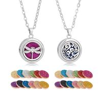 NBEADS 2 set di 2 stili di Collana per Diffusore di Oli Essenziali, Collana con Diffusore di Aromi Ciondolo per Aromaterapia con 20 ricarica di Profumo per Regalo Natale Compleanno Festa di la Mamma