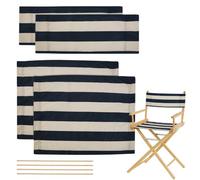 NBEADS 2 set di Coprisedia Pieghevole per Regista, Kit di Fodere di Ricambio per Sedia Da Regista con 4 bastoncino di Legno per Trucco Articol La Casa Picnic Pesca, Blu di Prussia, 53.5×40.5cm