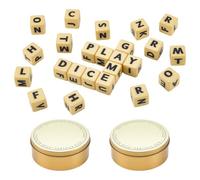 NBEADS 2 set di Dadi per Cruciverba, Set di Intrattenimento con Dadi con Lettere, Attività di Gioco di Parole con Lettere per Viaggi, Campeggio con Scatole Stoccaggio Portatili, Oro