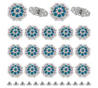 NBEADS 20 Pz Bottoni A Vite Posteriori, 37mm Bottoni Decorativi In Strass Concho Fibbie Decorative In Concho per Accessori In Pelle Fai Da Te Portafogli Cinture Gilet Borse, Blue Steel