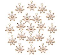 NBEADS 20 Pz ciondoli Ciondolo Fiore Zirconia cubica, ciondoli Margherita Oro quelliaro Micro pavé Ciondolo in Ottone cz Trasparente per creazione di Gioielli