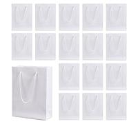 NBEADS 20 Pz Sacchetti di Carta Kraft Bianchi, Sacchetti per La Spesa Sacchetti Regalo di Carta con Manici in Cordoncino di Nylon Sacchetti di Carta Riciclabili per Caramelle, Matrimoni, 15x6x20cm
