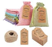 NBEADS 20 pz Sacchetti Regalo in Tela con Coulisse, Sacchetti di Imballaggio in Tela da 5 Colori con Etichette Regalo Extra per Confezionare Regali, Bomboniere per Feste di Matrimonio, Uso Domestico