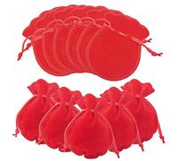 NBEADS 200Pcs Piccoli Gioielli di Nozze Sacchetti Regalo Sacchetto Coulisse Borse di Velluto Rosso,90 X 70 mm