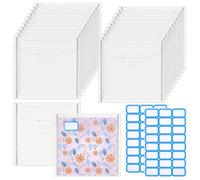 nbeads 24 buste di plastica per scrapbooking, con 24 etichette adesive, custodia trasparente con coperchio, per scrapbooking, carta di cartone, carta origami, 16,7 x 17,2 cm
