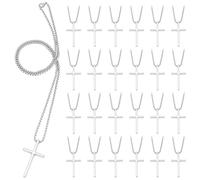 NBEADS 24 pz Collane con Ciondolo A Croce In Acciaio Inossidabile, Set Regalo Da Donna e Uomo con Catena A Maglie Da 60.8cm con Ciondolo A Croce Decorato con Motivi Culturali