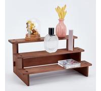 NBEADS 3 livello Legno Display Riser, 17.9x29.6x14.2cm Alzate Piccoli Alimenti Da Tavolo Color Cammello Espositori Cosmetici Organizer Profumi per La Collezione di Figure