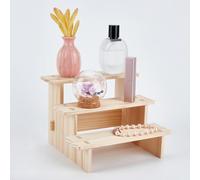 NBEADS 3 livello Legno Display Riser, 18x20x14.2cm Alzate per Piccoli Stand per Alimenti Da Tavolo Bianco Antico Espositori Cosmetici Organizer Profumi per Collezione di Figure