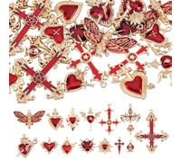 NBEADS 30 ciondoli gotici in 14 stili, a forma di croce, farfalla, cuore sacro, teschio, ciondoli gotici per Halloween, per gioielli e ciondoli fai da te