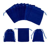 NBEADS 30 sacchetti di velluto, con coulisse, 12 x 10 cm, sacchetti regalo rettangolari, sacchetti per gioielli, sacchetti per caramelle, per feste, matrimoni, Natale e bomboniere (blu scuro)