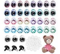 NBEADS 30 Set Occhi Sicuri Plastica con Rondelle, 21x26x0,2mm, per Peluche, Bambole, Orsi Uncinetto