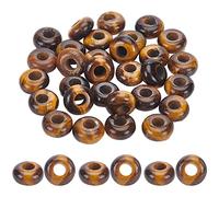 NBEADS 30pz Perline Europee con Pietre Preziose, 10mm Natural Tiger Eye Stone Large Hole Beads Dreadlock Beads Loose Rondi Le Spacer Hair Beads per Charm Bracelet Jewelry Making, Foro: 4 mm