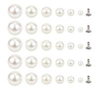 NBEADS 320 Set di Borchie per Rivetti in Similpelle Imitazione Plastica ABS, 6 Diverse Misure Impreziosite Rivetti Rotondi con Perle Rivetti Artigianali in Pelle Rivetti Rapidi Bottoni