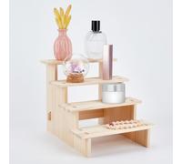 NBEADS 4 livello Legno Display Riser, 23.9x20x18.7cm Alzate Piccoli Stand per Alimenti Da Tavolo Bianco Antico Espositori Cosmetici Organizer Profumi per Collezione di Figure