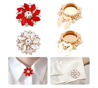 NBEADS 4 Pz 2 Stili Copribottoni Con Strass, Copri Bottoni A Forma Di Fiore Bottoni Staccabili Per Camicia Bottoni Gioiello Per Abito Smoking Camicia Accessori, 2.8cm Di Diametro, Firebrick