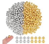 NBEADS 400 pz 2 colori Perline Distanziatrici Rotonde, Perline di Metallo Lisce Da 6mm Sciolte per Gioielli Artigianato, Foro: 2mm