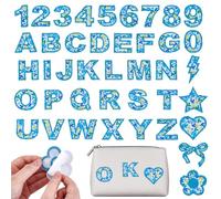 NBEADS 41 pz di Toppe Autoadesive con Lettere e Numeri, Toppe Adesive In Cotone con Numeri di l'Alfabeto AZ 0-9 e Motivo Floreale per Giacche Cappelli Scarpe Borse Decorazioni Fai Da Te, Blu
