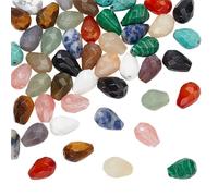NBEADS 48 pz Perline A Goccia Sfaccettate, 12 Stili Perline di Pietre Preziose Miste A Goccia Perline di Pietra A Goccia D'Acqua per Gioielli Creazione di Bracciali e Collane, 10x7mm, Foro: 1.2mm