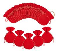 NBEADS 50 pz Sacchetti di Tessuto in Velluto con Coulisse, 12x9cm Sacchetti di Gioielli con Coulisse A Forma di Zucca Confezioni Regalo di Caramelle per Bomboniere per Feste, Rosso
