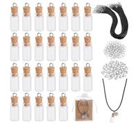 NBEADS 50 set di Kit Collana di l'a Fede con Semi di Senape, Mini Ciondoli Fai Da Te per Bottiglie di Vetro con Cordino In Pelle, Biglietti Auguri per Bomboniere di Battesimo, Nessun Seme Incluso