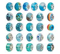 NBEADS, 54 perline europee in stile e colori misti, con diamanti sintetici, foro grande, in cernit, per fai da te, lavori artigianali, creazione di gioielli