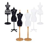 NBEADS 6 Pz 6 Stili Espositore Per Abiti Da Bambola, Mini Abito Manichino Per Mini Manichino, Manichino Per Abito In Tessuto, Supporto Per Espositore Per Giocattoli, 54.5~64.5x51.5~62x211~273mm