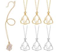 NBEADS 6 pz collana con Porta-Cristallo In 2 colori, Catena Regolabile con Gabbia di Pietra Vuota Forniture per La Creazione di Gioielli Fai Da Te Pendenti Ciondoli e Perline, Platino D'Oro, 60.3cm