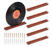 NBEADS 6 set di Supporti Da Parete per Dischi In Vinile, Espositore Da Parete In Legno Da 320x42mm, Rettangolare con Tappi In Plastica e Viti In Ferro, per Album, Libri, Riviste, Marrone Noce di Cocco