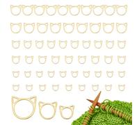 NBEADS 60 anello Segnapunti A Forma di Testa di Gatto, 3 Dimensioni Marcatori per Punti Ad Anello In Lega Punti per Maglieria, Punti Contro Punto per Lavori A Maglia, Cucito, Creazione di Gioielli