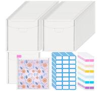 nbeads 60 buste di plastica per scrapbooking, con 120 etichette adesive, custodia trasparente con coperchio, per scrapbooking, carta di cartone, carta origami, 16,7 x 17,2 cm