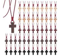 NBEADS 60 collana con Croce In Legno di 5 colori, Mini Ciondolo A Croce con Cordino Cerato per Bomboniere con Versetti di la Bibbia Eventi Religiosi Creazione di Collane Fai Da Te