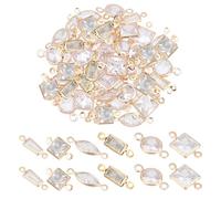 NBEADS 60pz 6 Stili Ottone Micro Pave Clear Cubic Zirconia Links, Connettori Ovali Ovali per Occhi di Cavallo Ciondoli Trasparenti in Zirconia Cubica per La Creazione di Gioielli