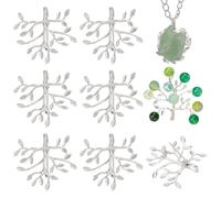NBEADS 8 Pz A Forma di Ramo Spazi Vuoti Impostazioni Ciondolo A Punta, con Ciondolo e Castone Spille A Ramo In Met per La Creazione di Gioielli con Collane Artigianali Fai-Da-Te, Argento
