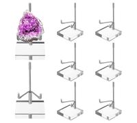 NBEADS 8 pz. Espositore con Braccio in Metallo Regolabile, Cavalletto con Base in Acrilico per Geodi di Cristallo di Rocca Pietre Preziose Minerali, 4.95x4.95x9cm, Colore Acciaio Inossidabile