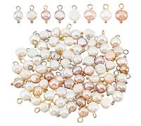 NBEADS 80pz 4 Stili Ciondoli Perla D'Acqua Dolce Pendenti, Ciondoli di Perle D'Acqua Dolce di Forma Ovale Ciondoli di Perle Rosa Bianche con Passanti In Ottone Dorato per La Creazione di Gioielli