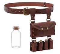 NBEADS Borsa Da Cintura In PU-Leather Medieval Alchemy con 4 marsupio In Sughero Fantasy Wizard Cintura con Rivetti Vichinghi, Marsupio Laterale per Ren Faire Cosplay Halloween, 26.5x17.5x5.7cm
