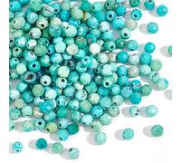 NBEADS Circa 203 perline rotonde sfaccettate turchesi, mini perle di pietra naturale, fili da 2 mm, piccole perle, distanziatori sfusi per la creazione di gioielli, creazione di orecchini