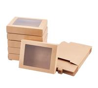 NBEADS Confezione da 24 scatole regalo pieghevoli in carta kraft con finestra da 10 x 7,5 cm per dolcetti e confezionamento di gioielli, finitura 14,5 x 10,5 x 2,5 cm